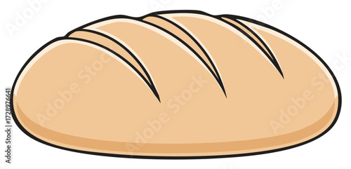 Simple Illustration of a Freshly Baked Loaf of Bread with Scoring Marks