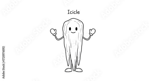Cute icicle character with mittens illustration