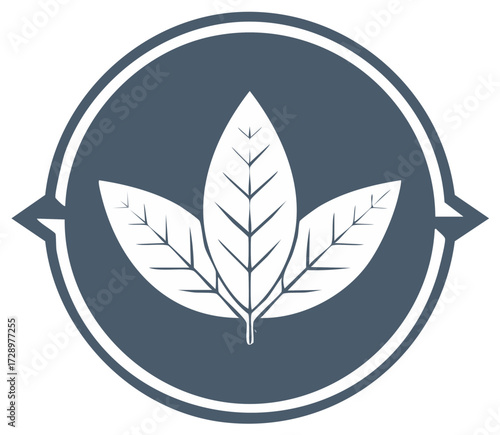 Tobacco Leaves Emblem with Circle Border vector design element for logo or icon, agriculture and botany