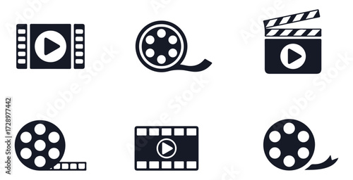 Film and Media Icon Set – Stylized Symbols for Video Production and Editing