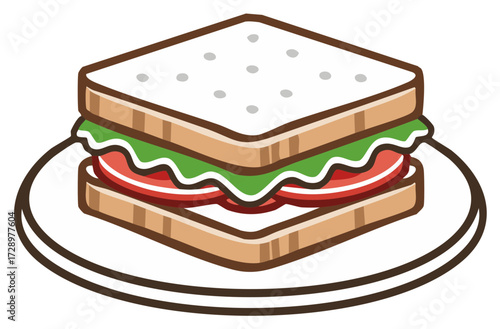 Sandwich Illustration on a Plate