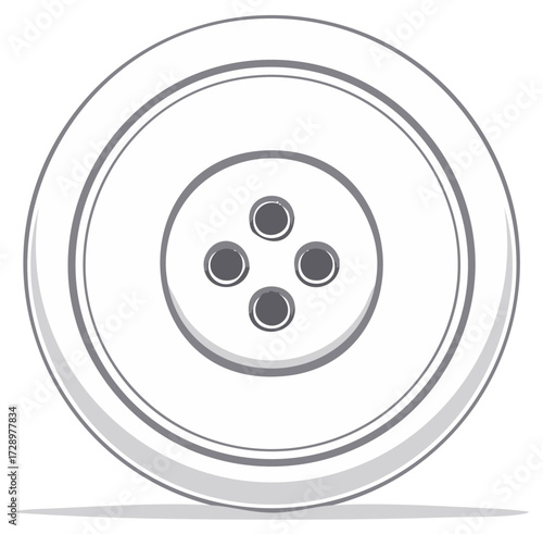 Clothes Button Design Showing Gray Scale Four Hole Fastener Decoration