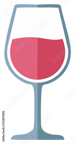 Stylized pink wine in tall glass, drink illustration for celebrations and food