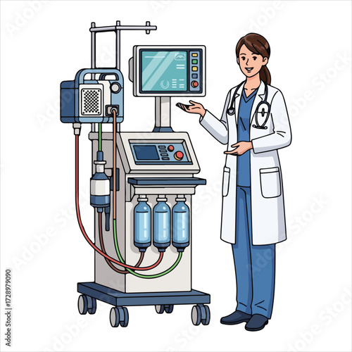 Medical ecmo machine isolated on transparent background - Medical Equipment Vector Icon