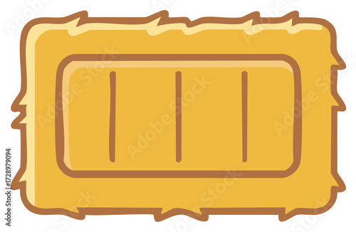 Cartoon bale of hay bale rectangular brown outlined haystacks design
