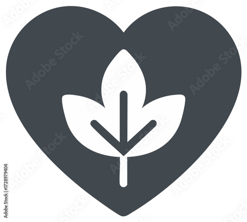 Minimalist heart symbol with organic leaf icon representing natural health wellness and eco friendly living