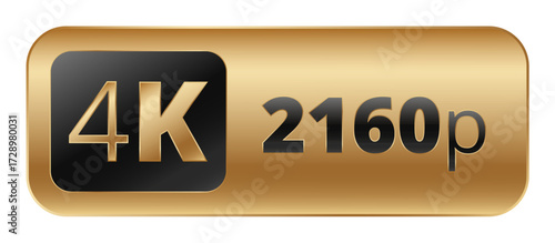 4k 2160p gold label icon representing ultra high definition resolution.