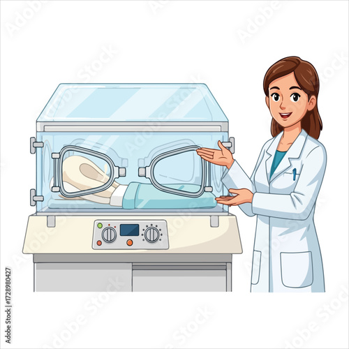 Medical incubator illustration isolated on transparent background - Medical Equipment Vector Icon