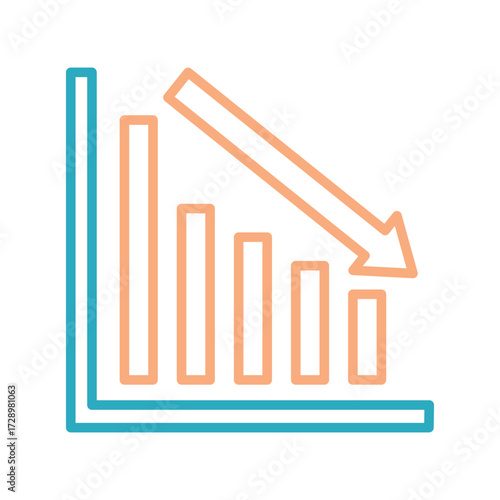Down Graph Outline bold Vector Icon which can be easily modified or Edited 
