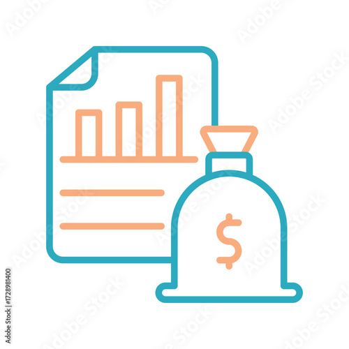 Finance Report Outline bold Vector Icon which can be easily modified or Edited 

