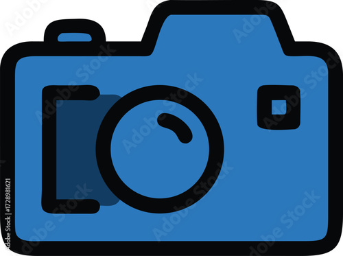 A blue camera icon isolated, perfect for design, social media, and presentations