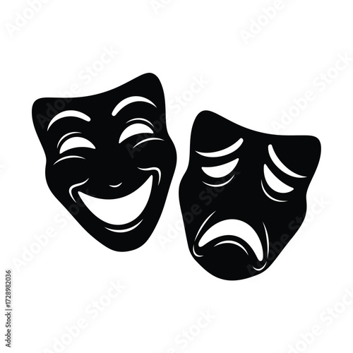 Vector illustration of theater masks of comedy and tragedy