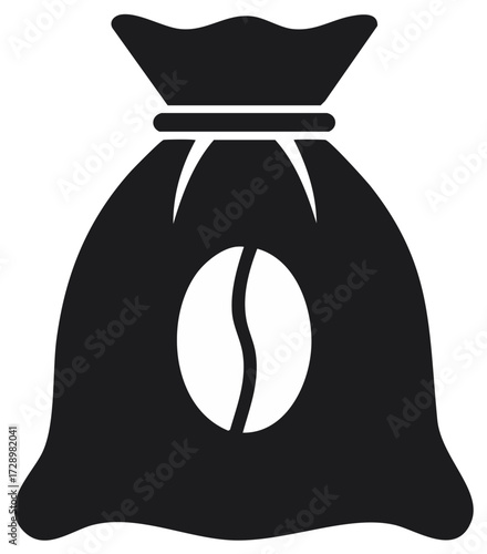 Coffee bean bag symbol illustration.