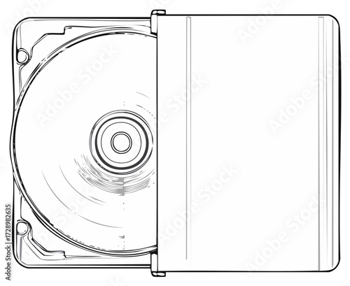 Compact Disc in Jewel Case Outline, Circular Data Storage Media for Audio and Video, Digital Data Carriers
