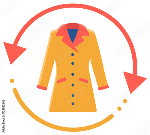 Stylish Trench Coat with Arrow Circle Loop Clothing Sustainable Concept
