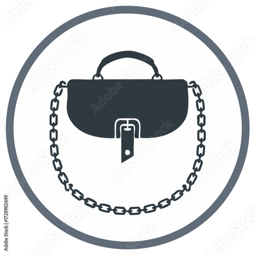 Purse icon graphic with chain strap, fashion style symbol vector illustration