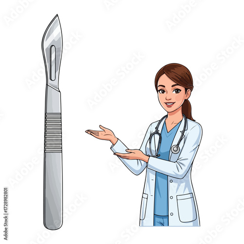 Medical scalpel illustration isolated on transparent background - Medical Equipment Vector Icon