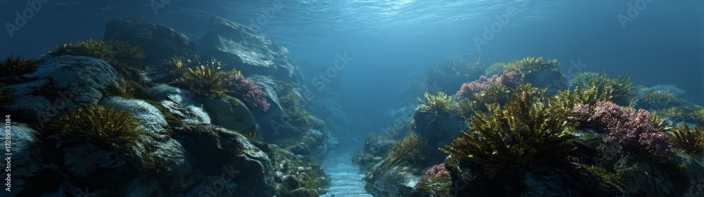 Obraz premium Underwater coral reef exploration ocean depths hdri panoramic environment map