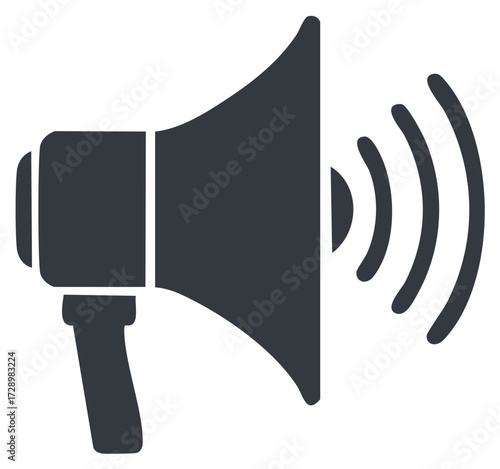 Loudspeaker symbol with sound waves for attention alert or urgent message broadcast