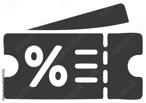 Coupon with Percentage Sign & Perforation Line, Savings Voucher, Discount Deal, Sale