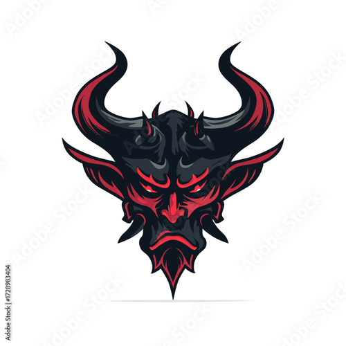 Horned demon face