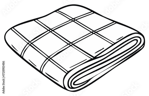Folded Quilt with Plaid Pattern and White Accents