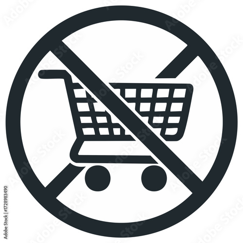Shopping cart symbol with a prohibition sign graphic design
