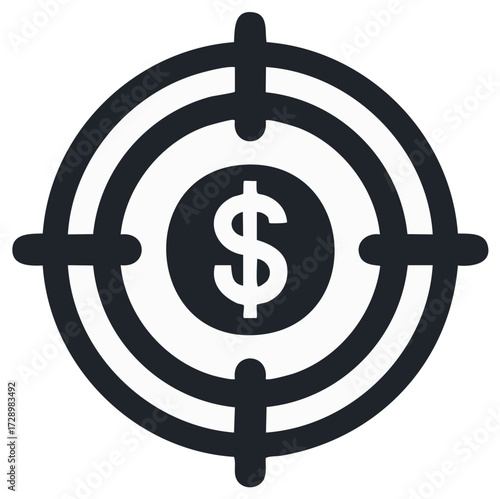 Dollar sign inside a target symbol representing financial goals and success