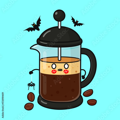 French press coffee mug celebrating Halloween