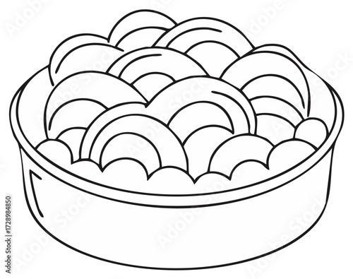 Stylized Drawing of a Bowl Filled with Slices of Fruit