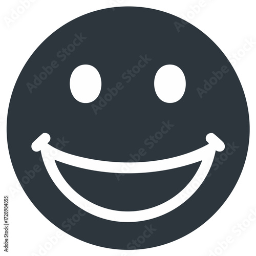 Smiling face icon showing happiness and joy in simple illustration.