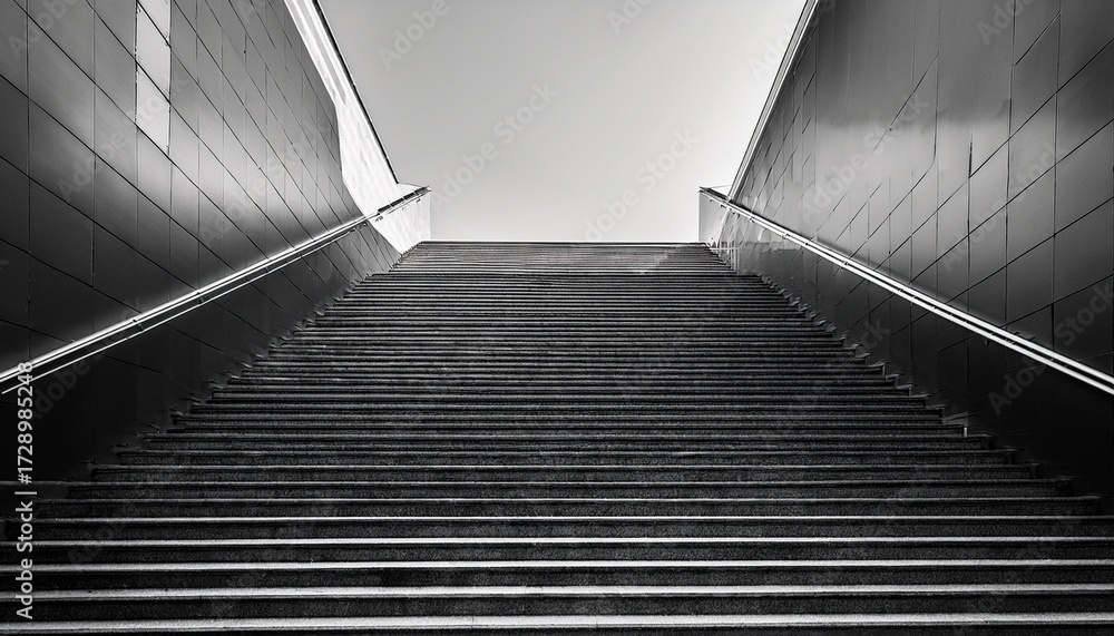 Fototapeta premium slightly horizontal stairs photographed in black and white minimalism