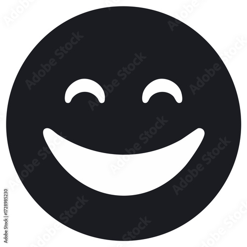 Happy Face Icon Symbolizing Joy and Positive Emotions, Smiling Expression, Glyph Style Representing Happiness and Lightness