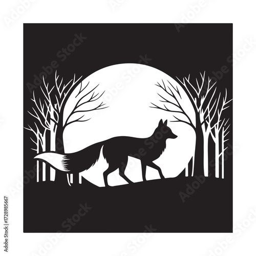 silver veil fox vector silhouette clip art drawing icons collections