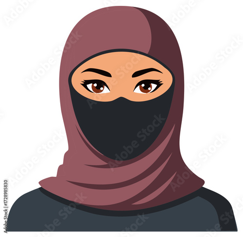 Woman wearing a niqab and hijab with expressive brown eyes