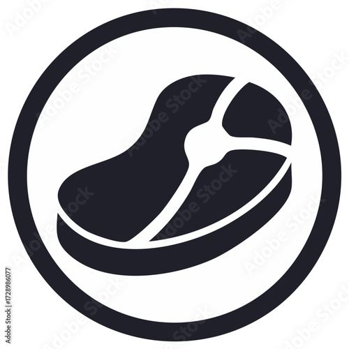 Minimalist Beef Steak Cut Vector Icon in Circle for Restaurant and Food Service Branding