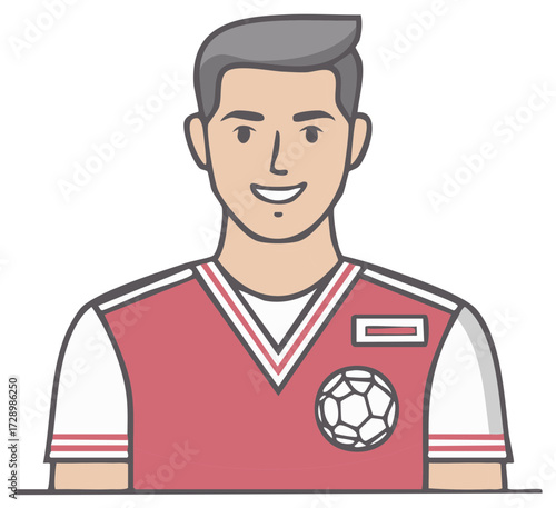 Soccer Player Illustration Young Man Cartoon Character Portrait