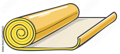Rolled Yellow Yoga Mat Illustration Unrolling Rolled Up, Healthy Lifestyle
