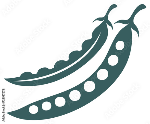 Stylized pea pods illustration fresh green garden vegetables healthy organic food design element
