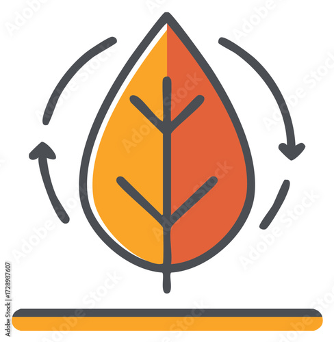 Autumn Leaf Renewable Energy Concept with Arrow Rotation for Eco Friendly Power and Sustainable Technology