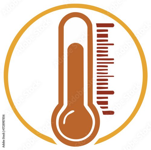 Thermometer Icon With Amber Circle Border Measuring Temperature