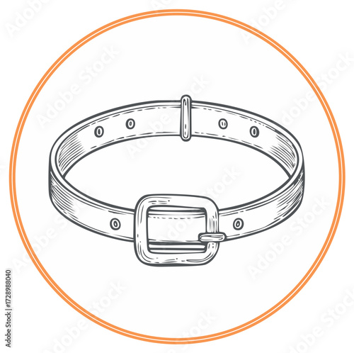 Hand Drawn Leather Belt with Buckle Inside Circle A Stylish Accessory Illustration