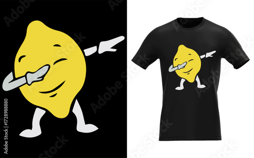 Funny dabbing lemon character illustration for lemonade lovers and summer promotions