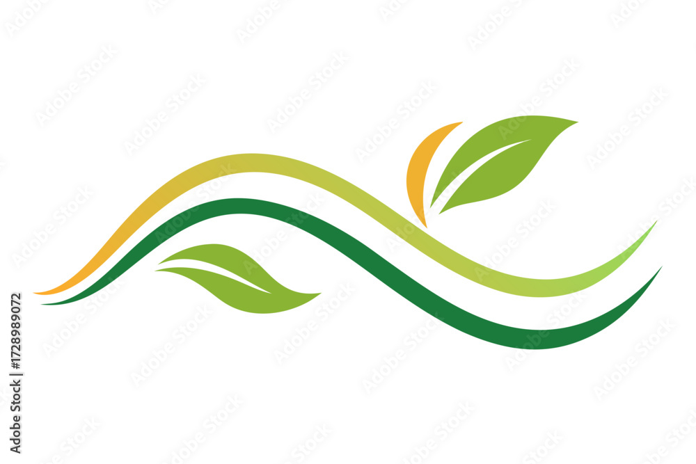 Fototapeta premium Green nature swirls and leaves abstract design