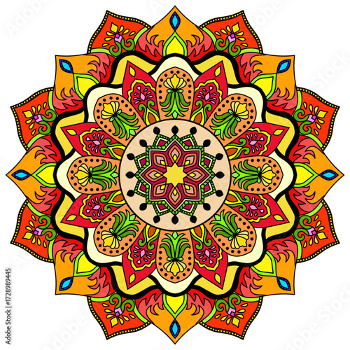 abstract floral background with mandala, Vintage decorative elements. Oriental pattern, vector illustration. Islam, Arabic, Indian, Moroccan, Spain, Turkish, Pakistan, Chinese, mystic, ottoman motifs