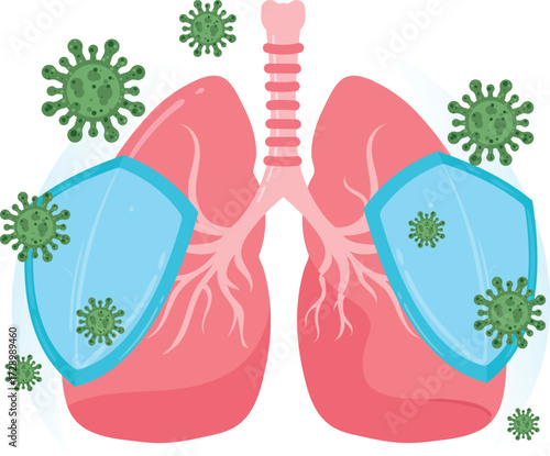 Lung protection from virus. Healthcare and medical concept.