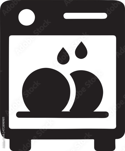 Silhouette glyph of a dishwasher appliance, perfect for kitchen, cleaning, and household design.