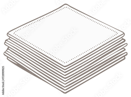 Stack of Napkins Illustration Kitchen Textile Fabric Table Decor