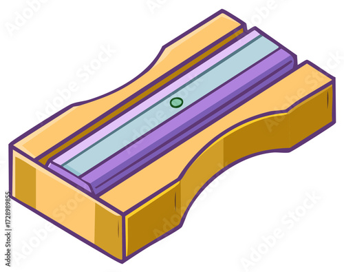 Illustration of a wooden pencil sharpener, cartoon style.