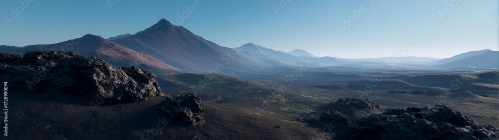 Fototapeta premium Exported hdri panoramic volcanic landscape with lava 360-degree viewpoint